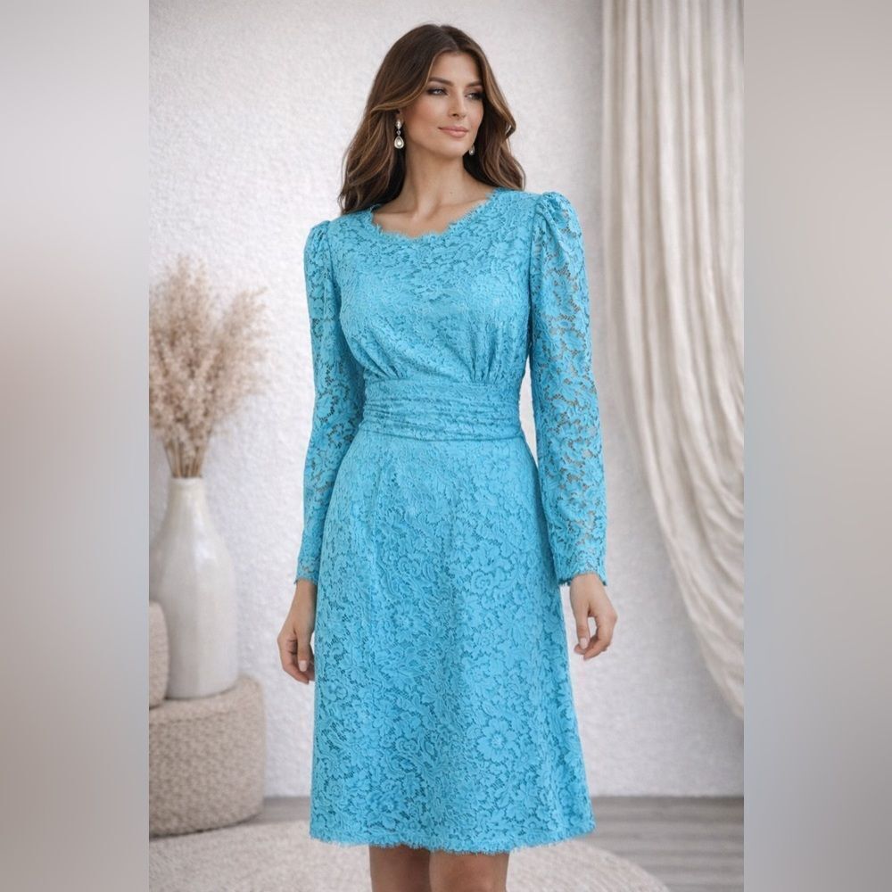 Vintage Handmade Baby Blue Lace Dress Size L